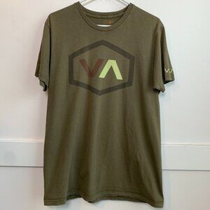 RVCA Army Green Logo Graphic Short Sleeve Shirt